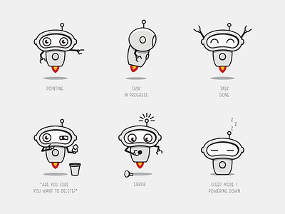 Taskbot actions cute mascot pose robot