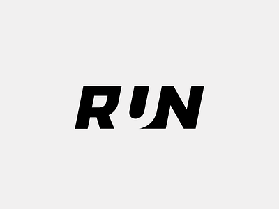 Run Logo dynamic fitness negative negative space run space sport wordmark