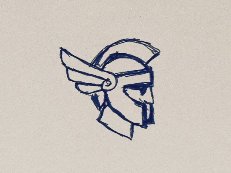 Logo Design Process design helmet logo process sketch warrior wing