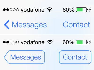 Classic button shape in iOS 7 apple button ios6 ios7 iphone redesign shape