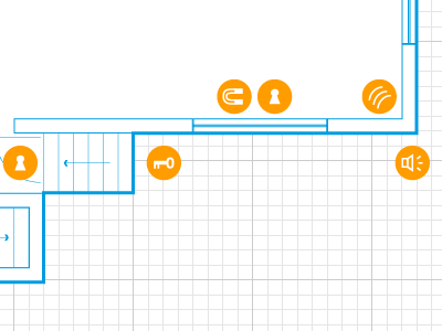 Floor plan blue circle icons illustrator orange plan