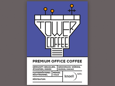Tower Coffee Label (full) airport coffee gotham illustration label line art tabular tower typography