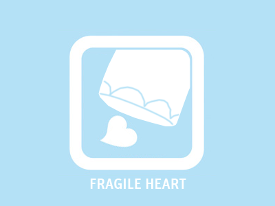 Fragile Heart blue comic heart light