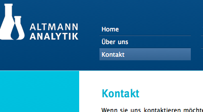 Altmann Analytik blue colors cyan draft navigation website