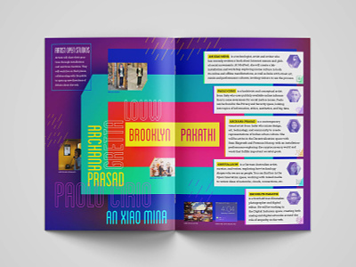 Mozfest Artists book design colorful layout print profiles unconventional