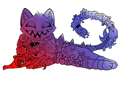 Doodle Cat art cartoonsim clip studio paint digital design doodle gradiant graphic design sticker