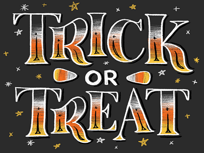 Trick or Treat candy corn chalk color digital halloween ipad art ipad pro lettering procreate