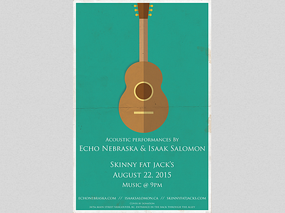 Echo Nebraska & Isaak Salomon at Skinny Fat Jack's acoustic concert folk gig poster green guitar music paper