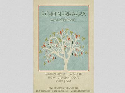 Echo Nebraska in Langley concert poster faded live music music tour tree