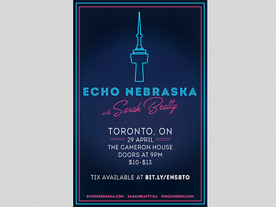 Echo Nebraska in Toronto, ON 2017 band concert poster gig poster music neon purple show toronto