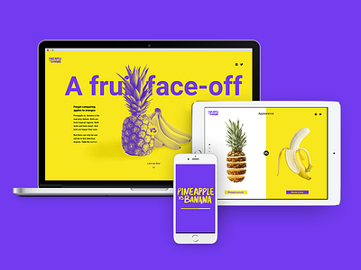 A fruit face-off 🍍🍌 design digital experience interface responsive ui user ux website yellow