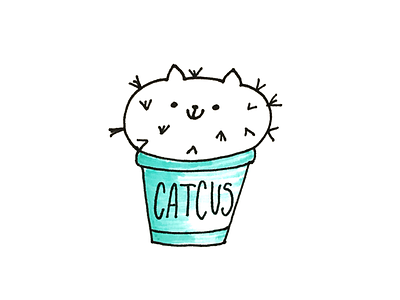 Catcus cactus design doodle flat fun handdrawn illustration