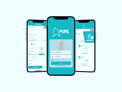 Pure Express App 3d animation branding graphic design logo motion graphics ui