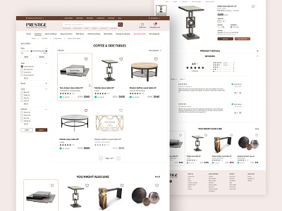 Furniture Online Store Catalog and Product Card card catalog description figma filter filters furniture item online price product store ui ux
