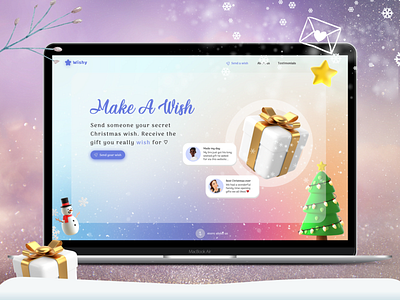 ❄️ Christmas Winter Website – Make your wish come true! 3d christmas design graphic design illustration landingpage ui ux visual design web design website winter