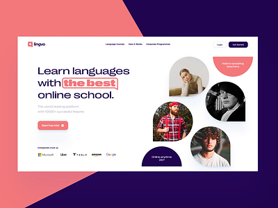 Lingvo | Online language school animation branding clean concept courses design language language learning language school ui uiux web website