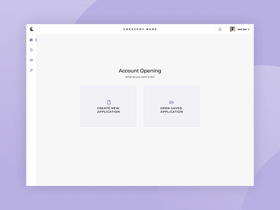 Bank Account | Opening Screen account application bank banking dashboard desktop