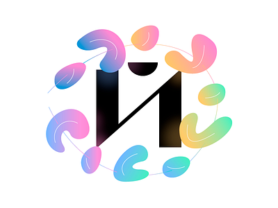 Letter «Й» adobe illustrator cyrillic gradient letter study