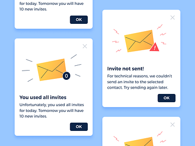 Send invite alert button dialog illustration interface letter popup sms ui