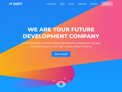 Welcome to IT Soft first screen gradient landing page screen site web website