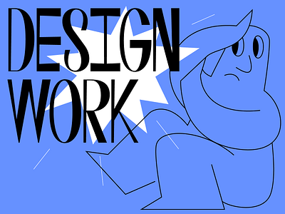 Hard work blue design font illustration shape work