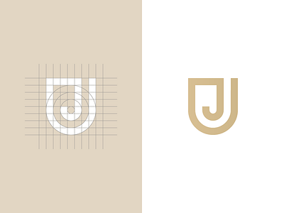 Letter J + shield mark brand construction golden grid j letter j logo logo design logomark mark monogram shield