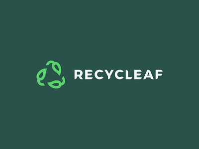 Recycle + leaf logo brand eco environment icon leaf letter logo logo design mark recycle sign symbol