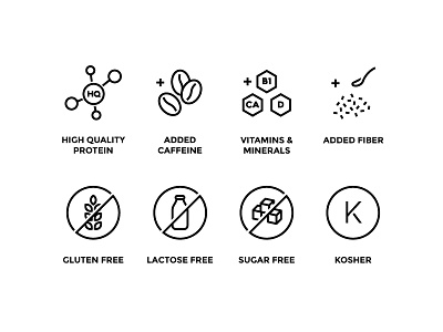 Icons for Muscle Milk black food icon illustrator line nutrition outline set sport style supplements vector