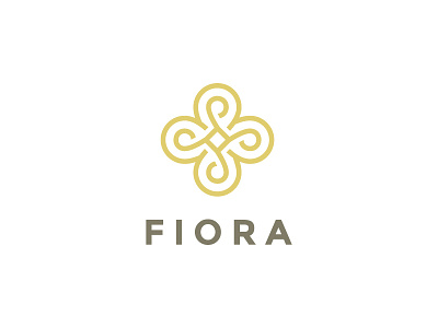 Fiora - abstract line logo concept brand design elite flower gold icon line logo mark oriental sign symbol