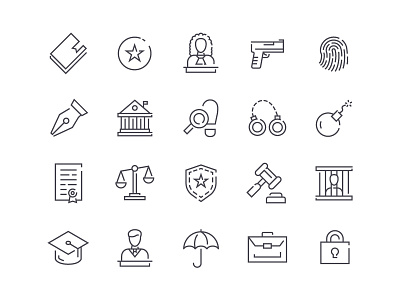 Law Icons icon justice law legal line outline set sign stroke style symbol vector