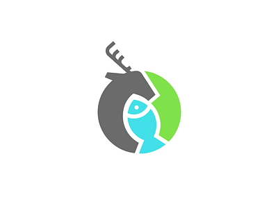 Hunting/fishing/outdoor logo circle deer fish fishing hunting icon logo nature outdoor round