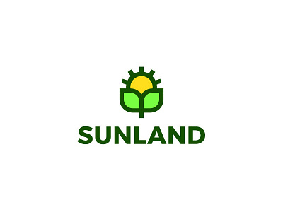 Sunland Logo branding design green leaf logo mark nature outline sun