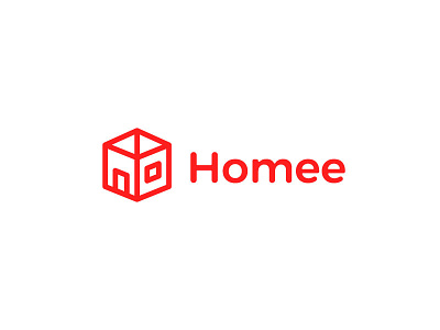 Homee Logo branding design home line logo mark real estate red