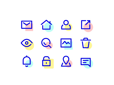 UI icons blue clean icon icons interface line line icons minimal set simple spot spot icons ui user