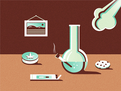 Bong, smoke & sweets 420 bong cannabis cookie illustration legalize marihuana pot retro shadows smoke still life sweets weed