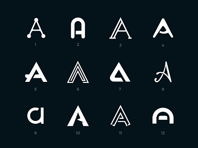 Letter A logos set a aa black collection letter letter a logo mark set sign white