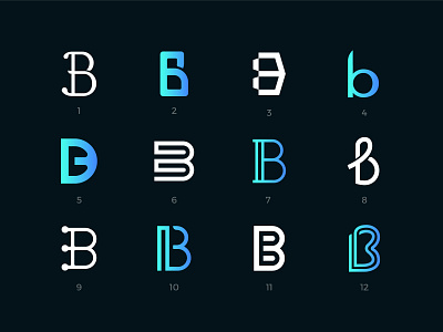 Letter B logos set abstract b bb black bold challenge collection gradient letter letter b line logo mark modern set simple timeless