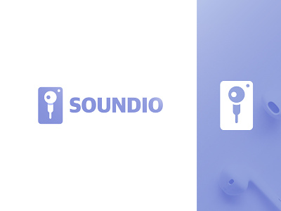 Soundio Logo Concept brand branding clean design earbuds gradient headphones icon logo logotype mark minimal modern music sign simple sound wordmark