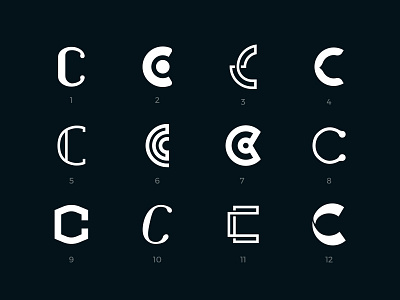 Letter C logo exploration set abstract black bold c challenge clean collection concept exploration gradient letter letter c line logo mark modern set simple timeless