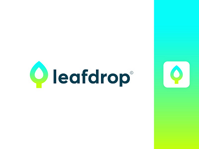 Leaf + Drop Logo Concept app brand branding clean colorful concept design drop gradient icon leaf logo mark minimal modern nature sign simple water wordmark