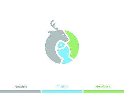 Hunting - Fishing - Outdoors Shop Logo [Update] brand branding circle clean concept deer design earth ecology environment fish fishing hunting icon logo minimal nature outdoors sign simple