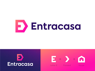 Entracasa Logo Concept brand e home house icon letter logo mark minimal modern real estate smart
