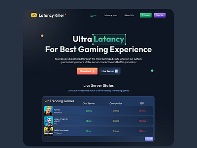 Gaming VPN Software Landing Page UI design gaming gaming ui landing page saas ui ui design web design web ui