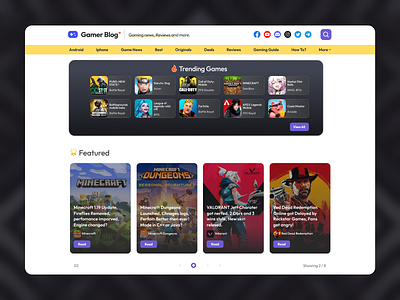 Gaming Blog Web UI Design blog ui game blog ui game ui web design web ui website design