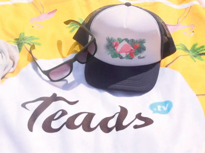 Merchandising such as sun hat, towel sunglasses branding design illustration logo vector