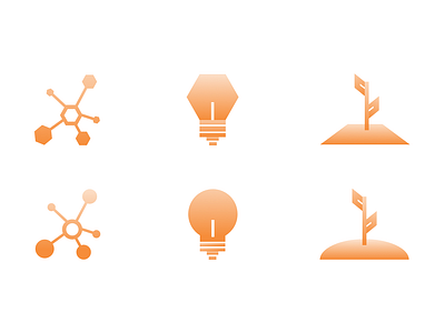 Connect, Learn, Thrive | Concept Icons angular connect connections gradient icons icons design icons set learn lightbulb orange plant rounded thrive web