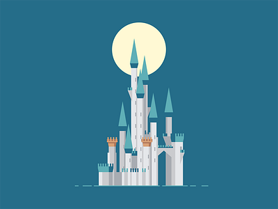 Night Falls Over Erathia - Tower castle game homm3 illustration moon night nostalgia vector