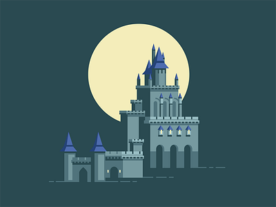 Night Falls Over Erathia - Necropolis castle game homm3 illustration moon night nostalgia vector