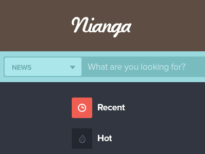 Nianga - Brand and Colors brand color colors flat header hot menu news nianga recent search website