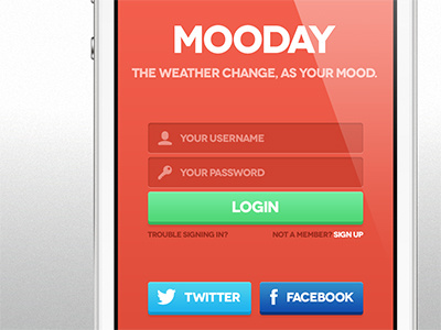 Mooday Login android design app design forecast interaction design ios design iphone design login mobile design ui ux weather